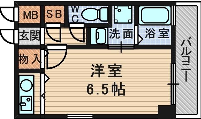 ナッツダムスタジオーネ塚口(1K/2階)の間取り写真