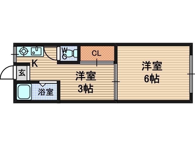 第一みどり荘(1DK/1階)の間取り写真