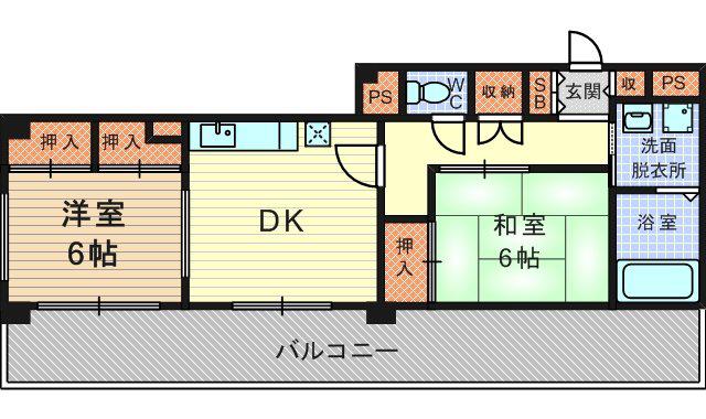 エクシード塚口(2DK/3階)の間取り写真