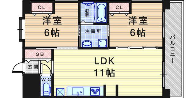 プラマー5番館(2LDK/2階)の間取り写真