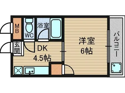 メゾンピッコロ塚口(1DK/4階)の間取り写真
