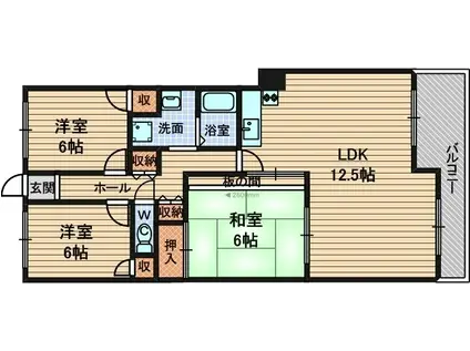 フレイグラント坂山(3LDK/4階)の間取り写真