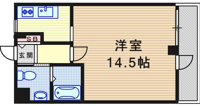コータース武庫之荘(1K/4階)の間取り写真