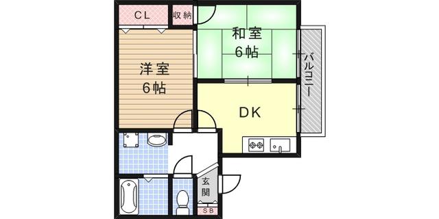 ネオヴェール97(2DK/2階)の間取り写真