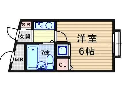 ヨークベル南塚口(1K/2階)の間取り写真