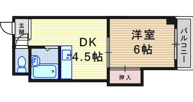 ハイツソレイユ(1DK/1階)の間取り写真