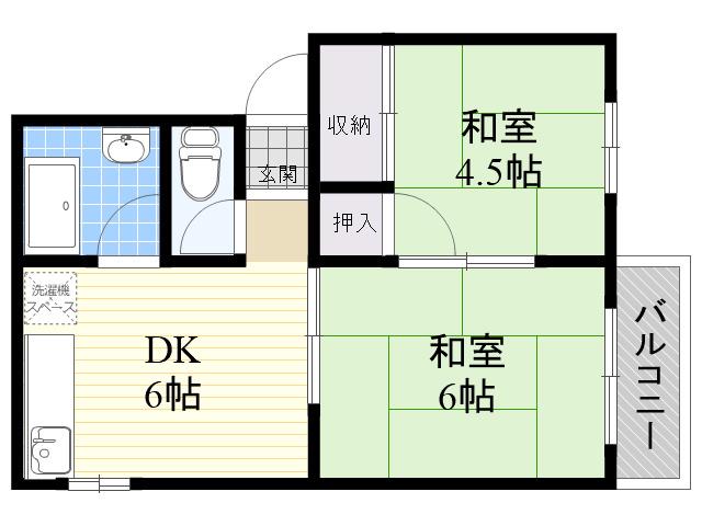 近松ハイツ(2DK/4階)の間取り写真