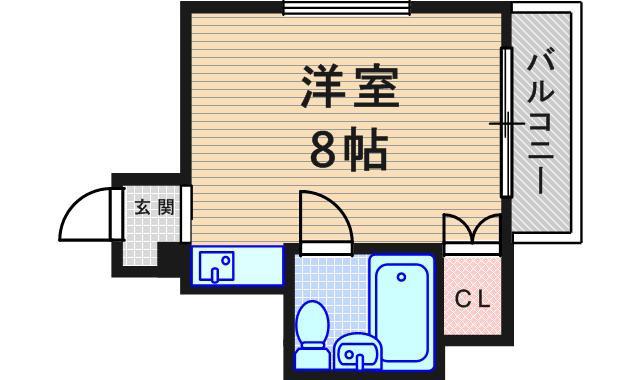 プロヴァンス南塚口(ワンルーム/3階)の間取り写真
