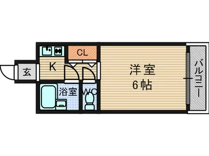 グランパレ塚口(1K/4階)の間取り写真