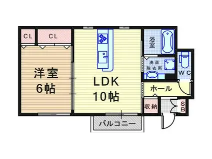 ナーヴィス(1LDK/1階)の間取り写真