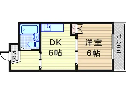 東園田マンション(1DK/4階)の間取り写真