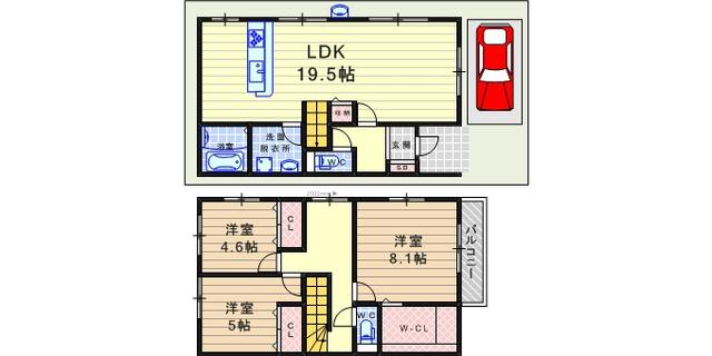 阪急伊丹線 稲野駅 徒歩11分 2階建 築12年(3LDK)の間取り写真