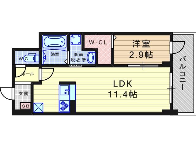 トレスオハス 稲葉荘(1LDK/4階)の間取り写真