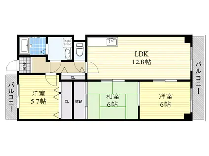ブランシェ寺本(3LDK/3階)の間取り写真