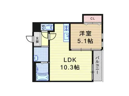 フジパレス塚口5番館(1LDK/3階)の間取り写真