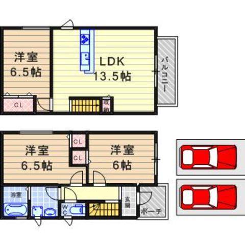 阪急神戸本線 武庫之荘駅 徒歩15分 2階建 築10年(3LDK)の間取り写真