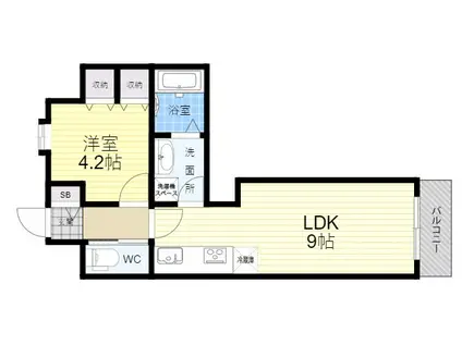 サンクラッソ塚口(1LDK/2階)の間取り写真