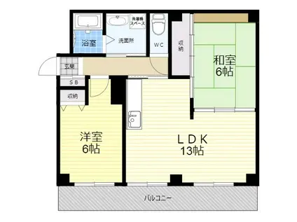 サンセリテⅠ源(2LDK/3階)の間取り写真