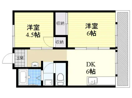 ビレッジハウス南清水タワー(2DK/7階)の間取り写真