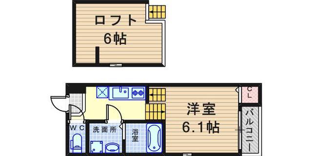 ハーモニーテラス東園田(1K/1階)の間取り写真