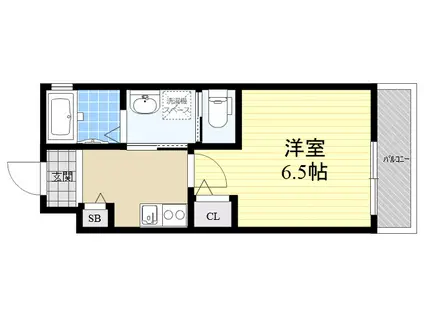 ワコーレヴィータ南塚口(1K/3階)の間取り写真