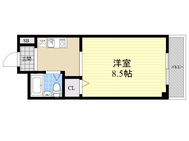 猪名寺パークマンション2(1K/5階)の間取り写真