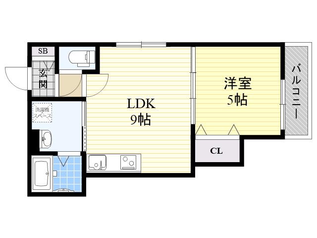 クリエオーレ東園田1(1LDK/3階)の間取り写真