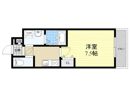 リアコート武庫之荘(1K/1階)の間取り写真