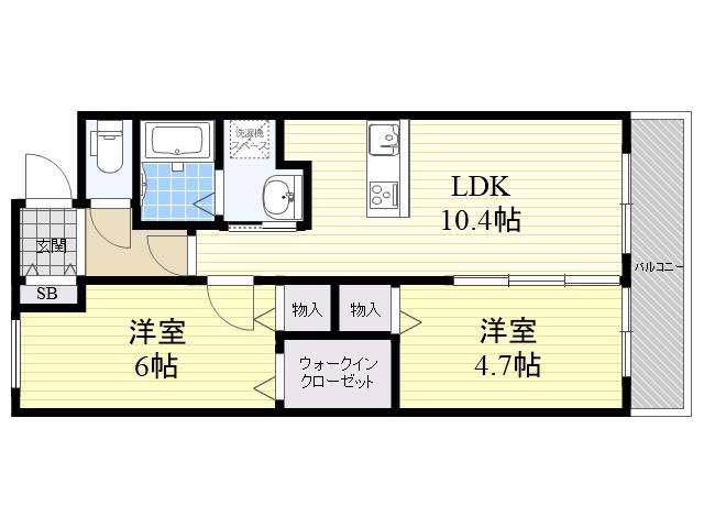  ワコーレヴィータ塚口(2LDK/3階)の間取り写真