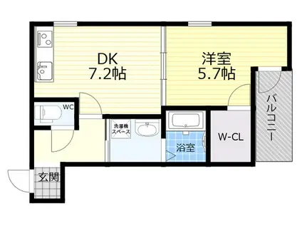 フジパレス冨田公園(1DK/2階)の間取り写真