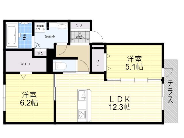 HOUSE S.YⅡ(2LDK/1階)の間取り写真