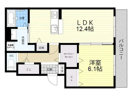 CASA IMAKITA CAMELLIA(1LDK/3階)の間取り写真