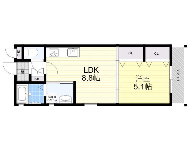 クリエオーレ汐町(1LDK/3階)の間取り写真