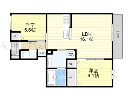 D-ROOM南塚口1丁目(2LDK/2階)の間取り写真