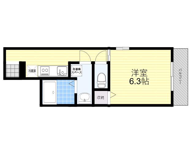D-ROOM宮ノ前(ワンルーム/1階)の間取り写真