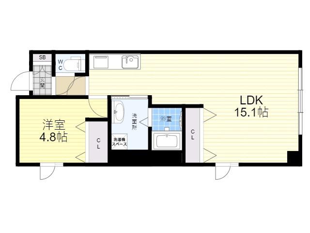 RINON東園田(1LDK/3階)の間取り写真