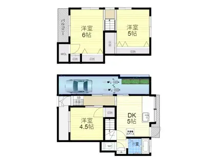 JR福知山線 猪名寺駅 徒歩24分 2階建 築54年(3DK)の間取り写真