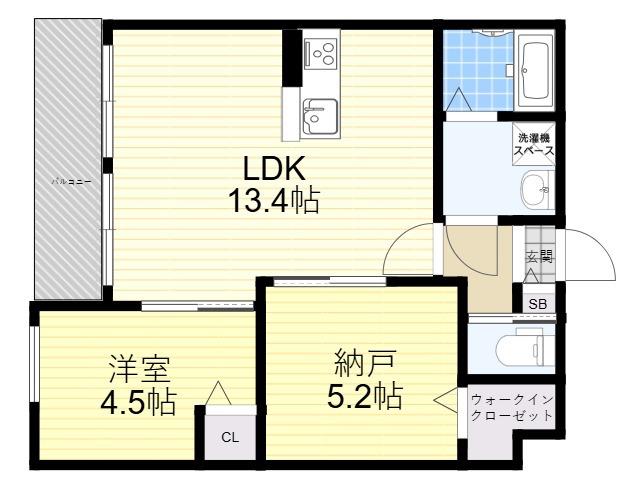 ワコーレヴィータ尼崎ステージア(2LDK/4階)の間取り写真