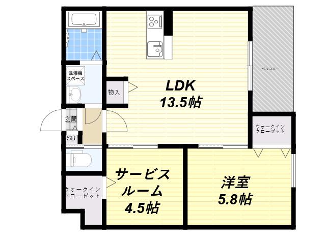 ワコーレヴィータ尼崎ステージア(2LDK/2階)の間取り写真