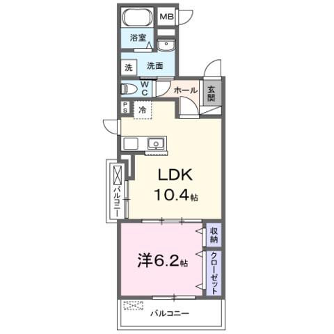 JR東海道・山陽本線 立花駅 徒歩12分 3階建 築2年(1LDK/2階)の間取り写真