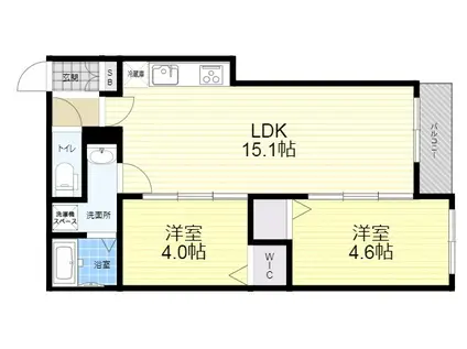 ディークラート園田(2LDK/1階)の間取り写真