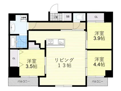 アーバネックス塚口(3LDK/4階)の間取り写真
