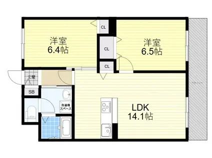 ノヴァコート(2LDK/1階)の間取り写真