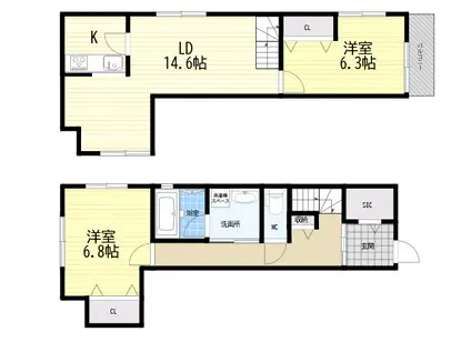 阪急神戸本線 塚口駅(阪急) 徒歩11分 2階建 築1年(2LDK)の間取り写真