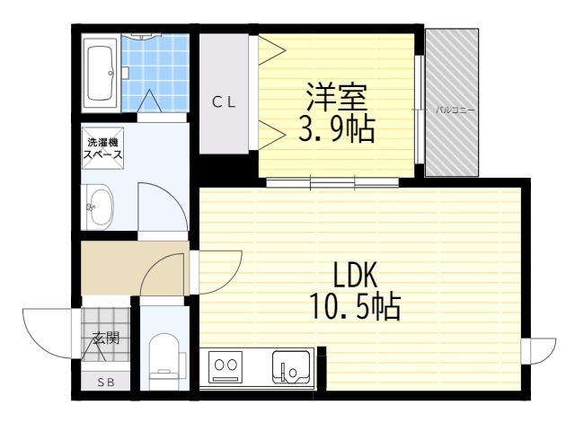 ランドレーヴ常光寺(1LDK/2階)の間取り写真