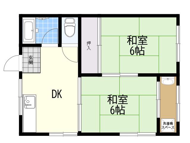 武庫川アパート(2DK/1階)の間取り写真