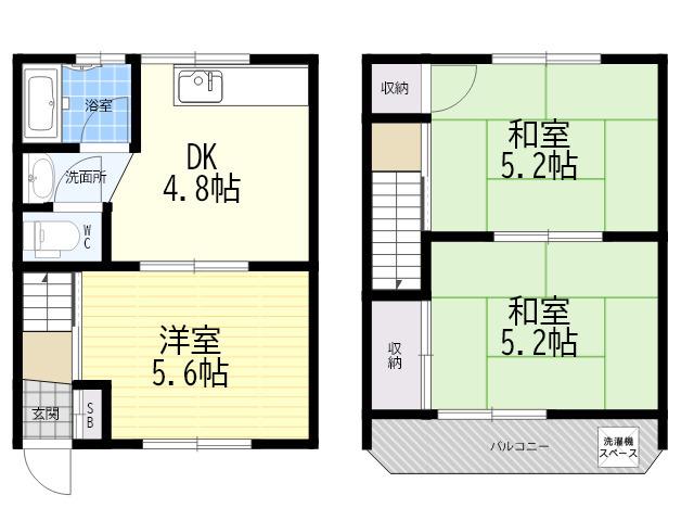 阪急神戸本線 園田駅 徒歩11分 2階建 築46年(3DK)の間取り写真