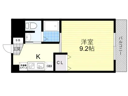 ヴィラ高槻(1K/2階)の間取り写真