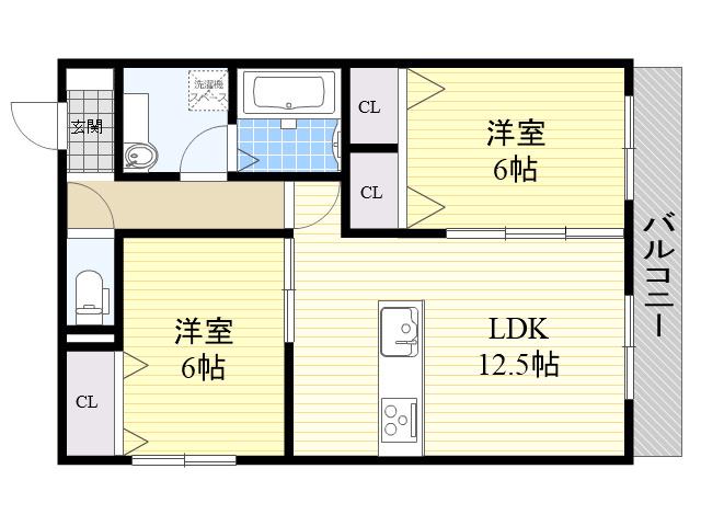 和 KASUGA(2LDK/1階)の間取り写真