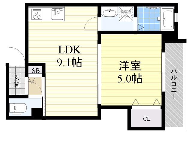 クリエオーレ豊南町南(1LDK/1階)の間取り写真